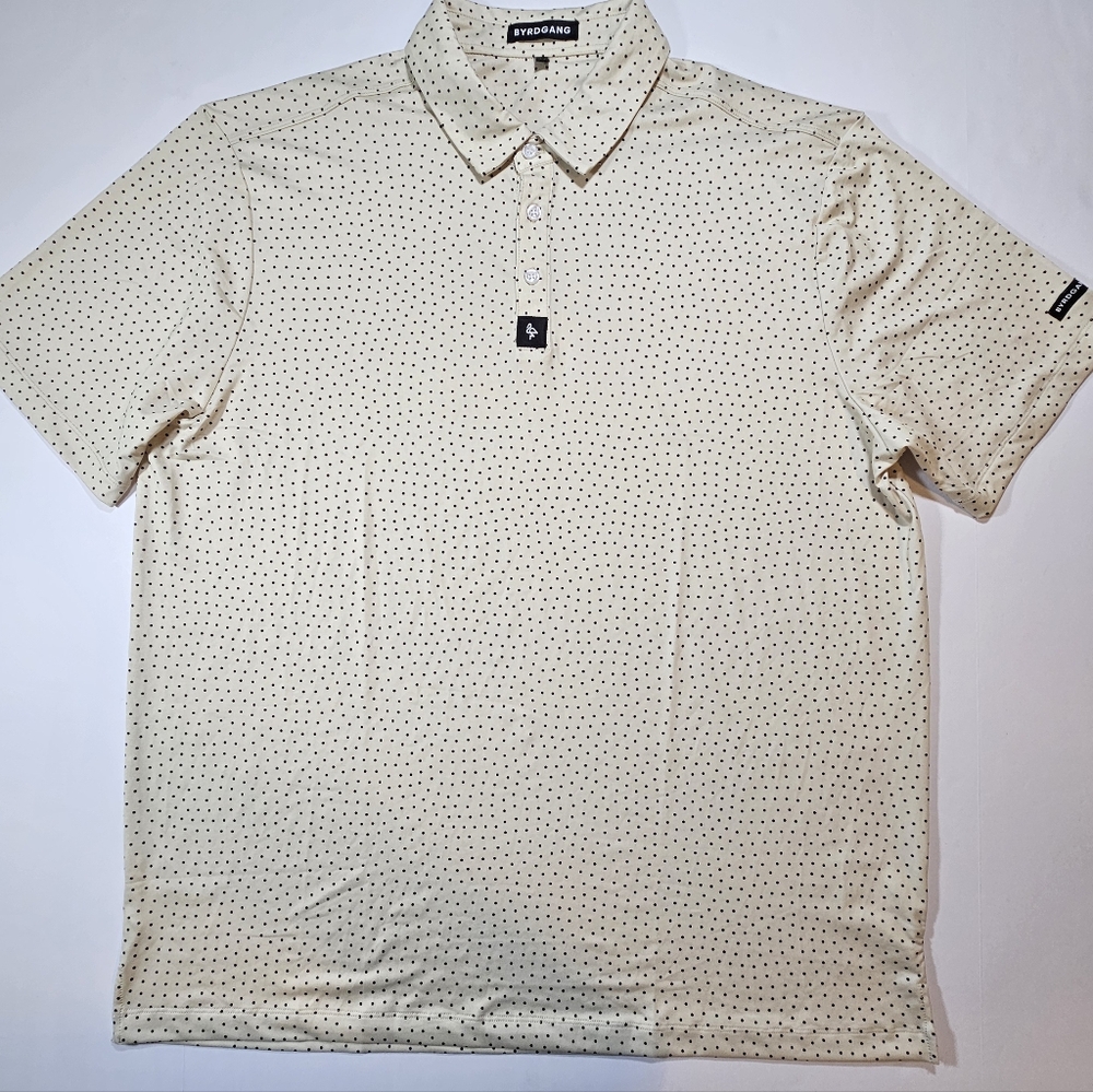 Byrdgang Polka Dot Polka Dot Yellow/Black Polo‎ Shirt XL